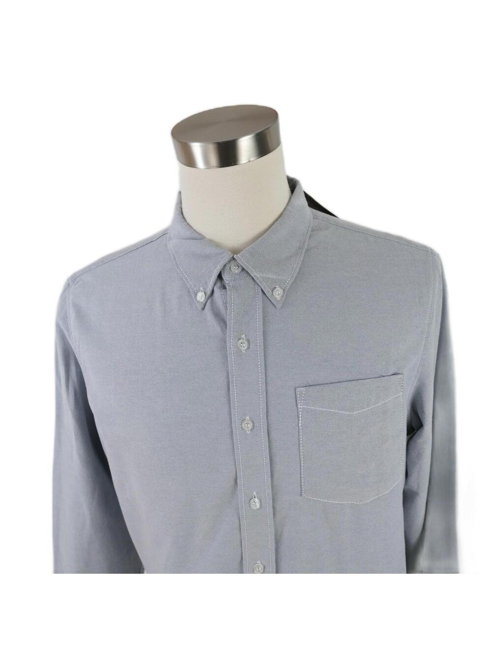 NEW Red Snap Mens Cotton Button Down Blue Dress Shirt Large